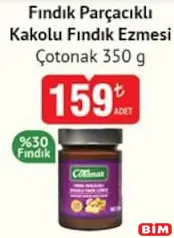 ÇOTANAK FINDIK PARÇACIKLI KAKAOLU FINDIK EZMESİ 350 G fiyat ve kampanya bilgisi